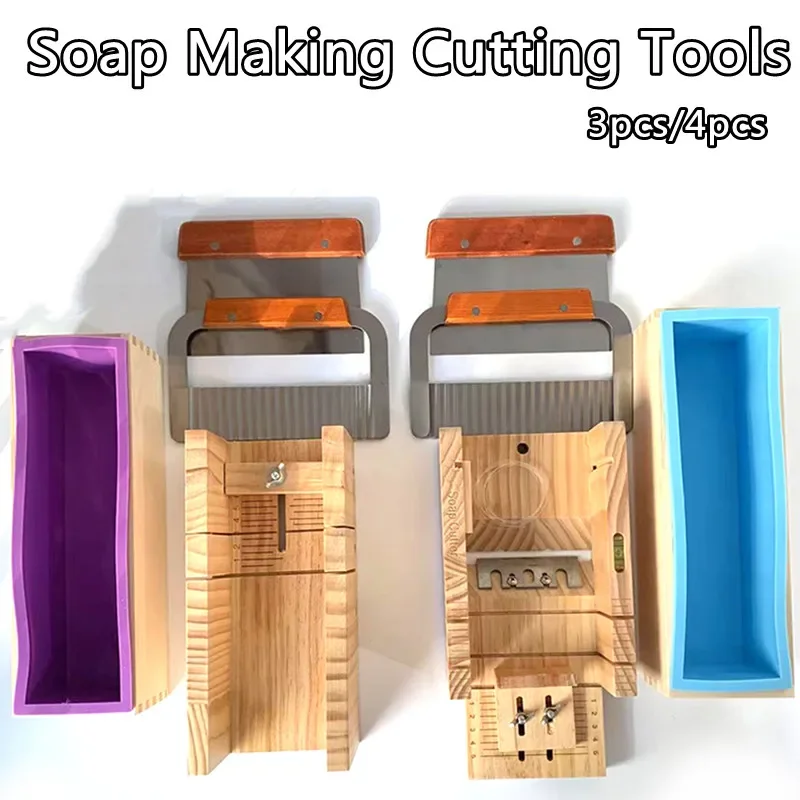 Soap Making Cutting Tools Wood Cutter Box+Silicone Mold+Straight Blade DIY Soap Cutters Kits Manual Soap Supplies