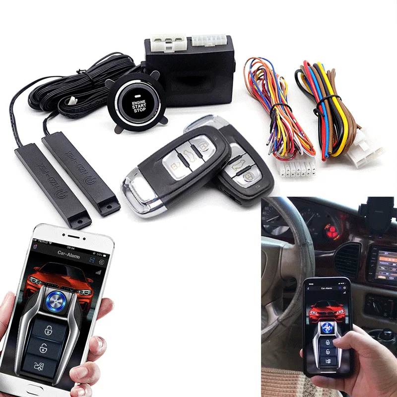 

Keyless Entry System Remote Control Engine Start Car Alarm with Autostart Push Start Stop Button PKE Central Locking Automation