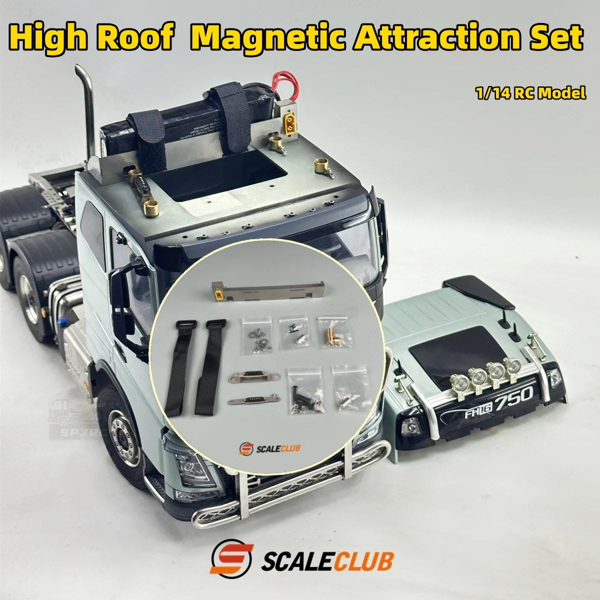 

High Roof Body Magnetic Attraction Set Upgrade for 1/14 Tamiya RC SCANIA R620 R730 VOLVOVO MAN ACTROS Benz Trailer Toy Parts