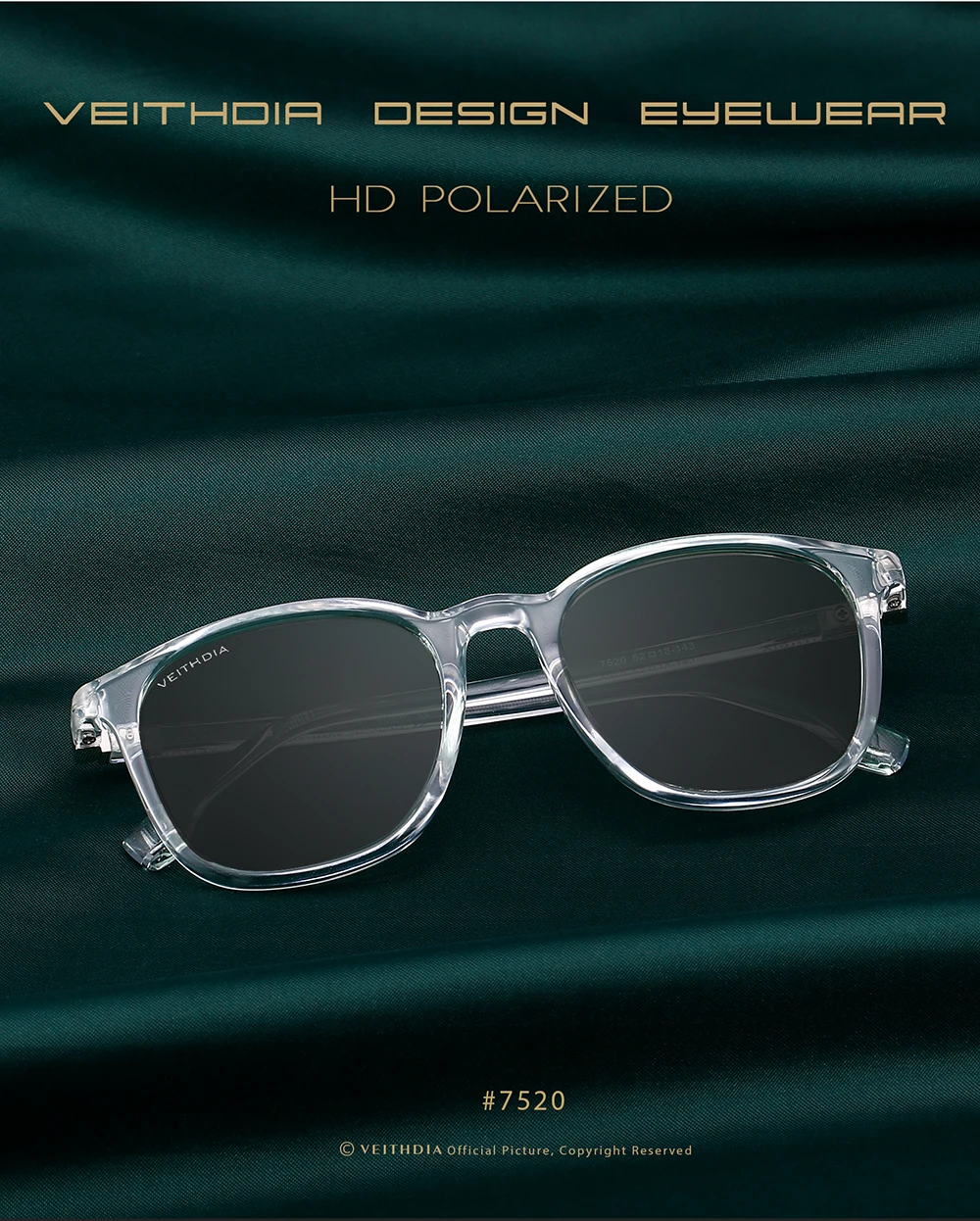 VEITHDIA Marke männer Sonnenbrille Retro TR90 Brillen Polarisierte Linse Vintage Brillen Männlich Fahren Sonnenbrille Für Frauen V7520 – Detail 4