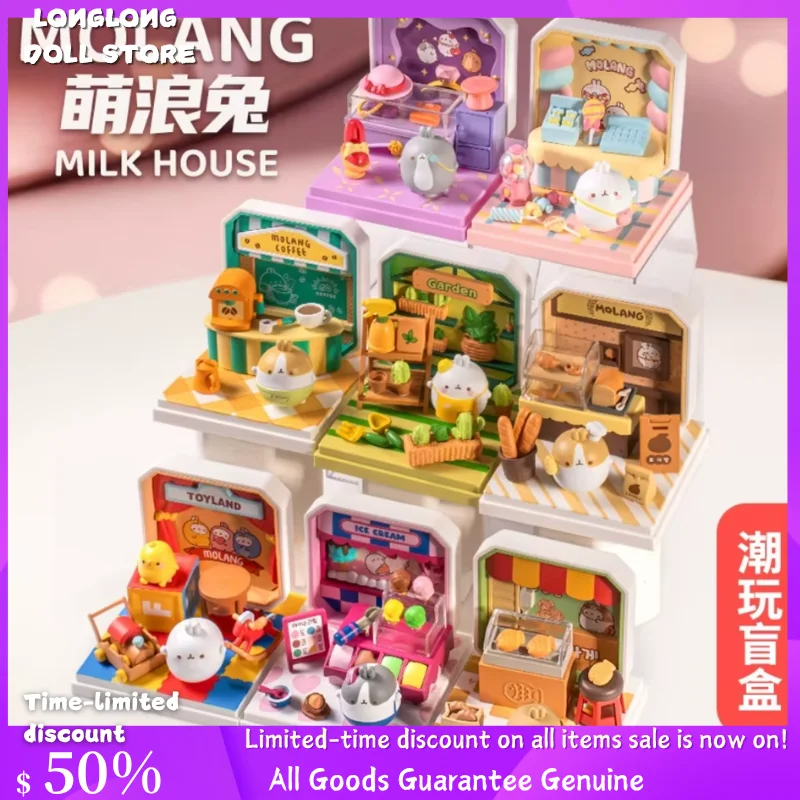 

Kawai Molang Cute Rabbit Mini Shop Trend Blind Box Series Figure Children'S Toys Desktop Ornament Model Decorative Birthday Gift
