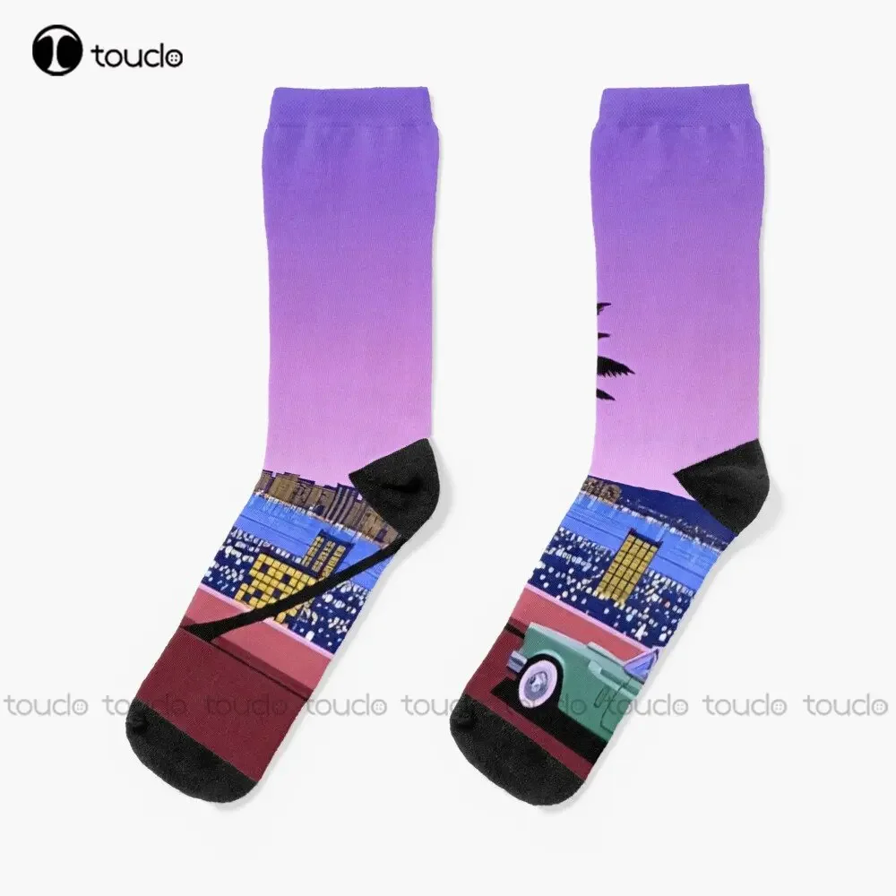 Hiroshi Nagai Abstract Pattern Art Hiroshi Nagai Wave Socks Cool Socks For Men 360° Digital Printing Custom Gift Streetwear