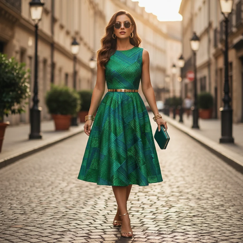 Smaragdgrüner afrikanischer Brokat-Jacquard-Spitzenstoff mit strukturiertem geometrischem Diamant-Webmuster für elegantes Kleid und DIY-Nähen