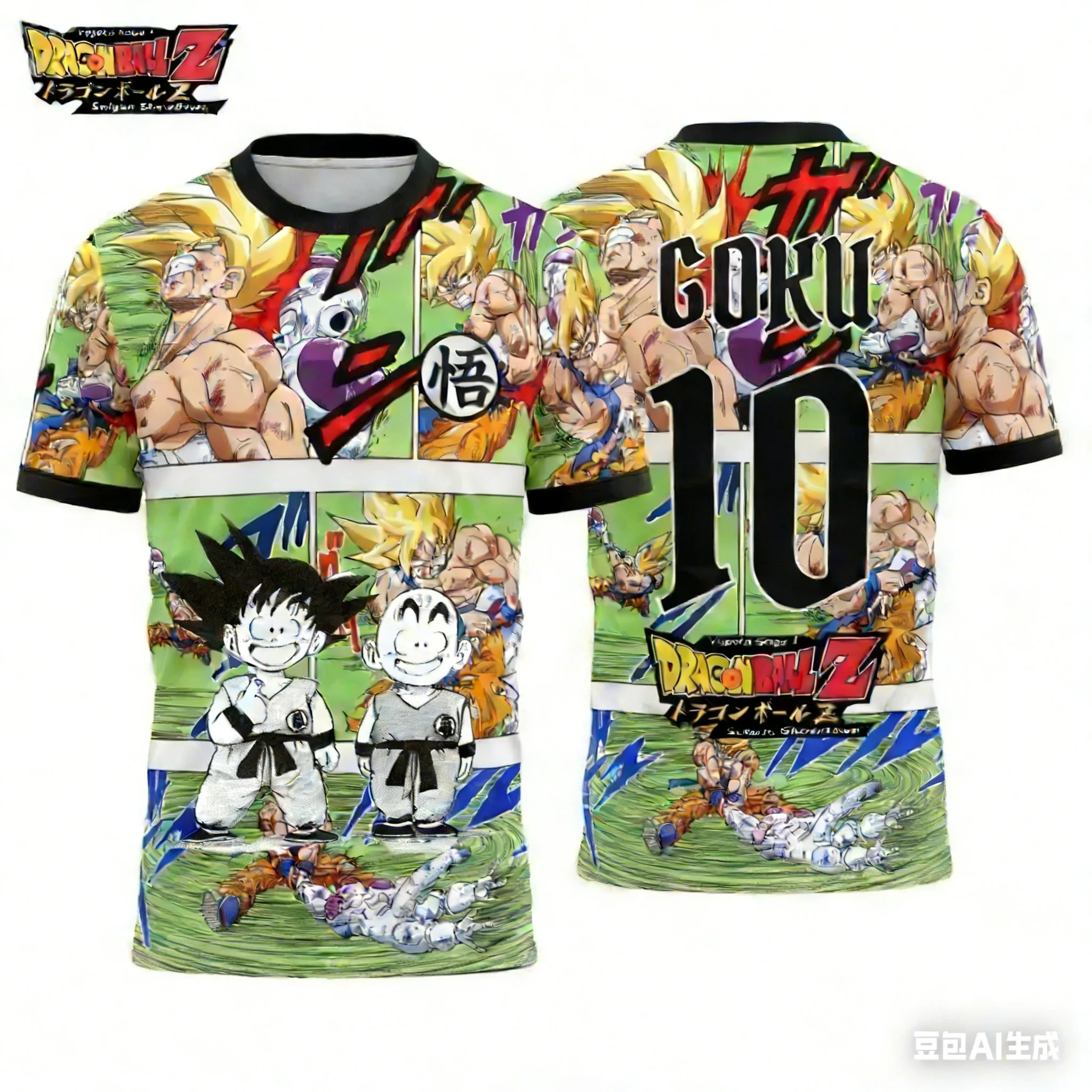 Awaken Childhood Passion and Transform Into A Super Saiyan! Dragon Ball Z 3ED6 Printed Short-sleeve, Goku-style Graffiti T-shirt
