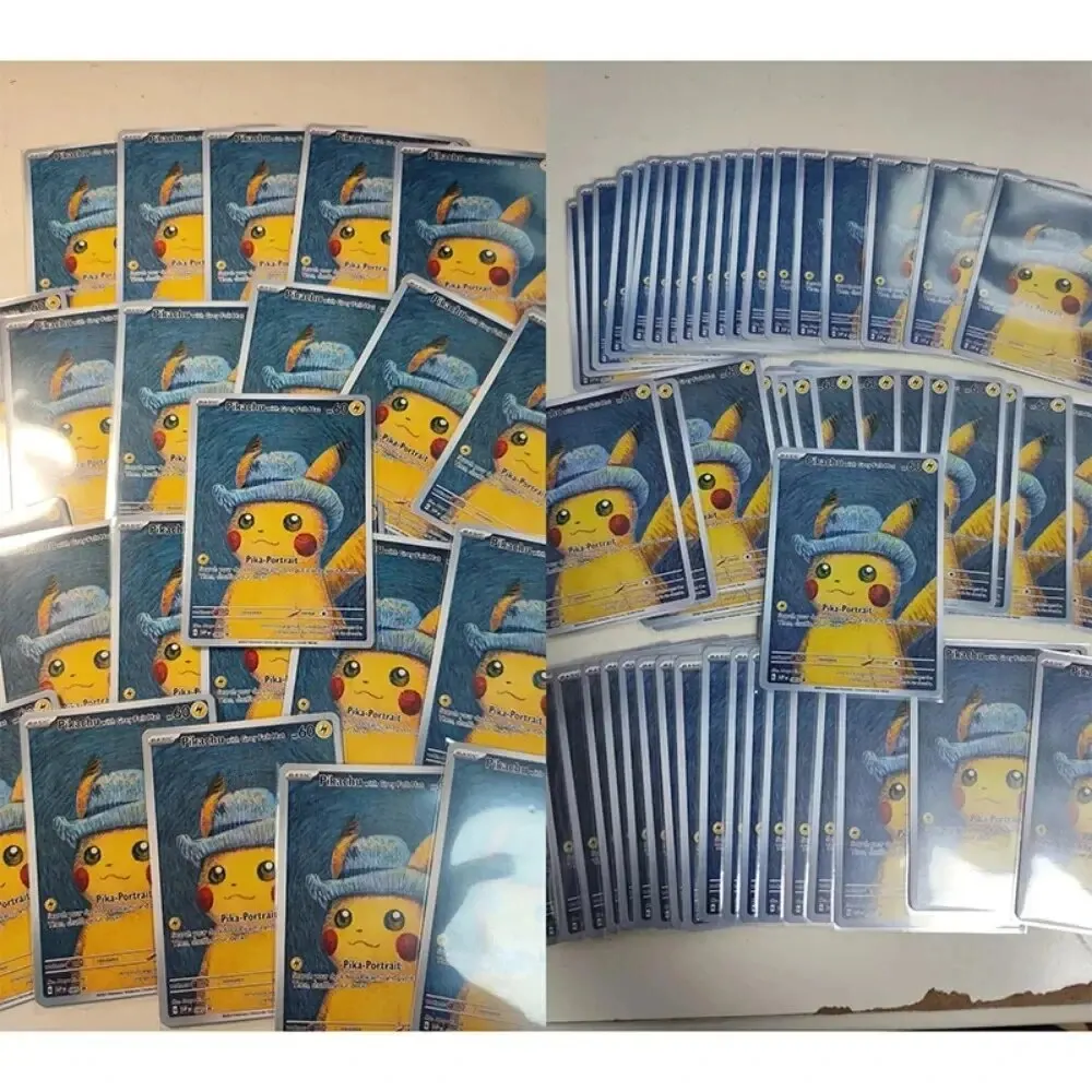 DIY Pokemon Van Gogh Museum Pikachu Collection Cards Pokemon Classic Single Card Game Anime Self Made Cards Gift Toys