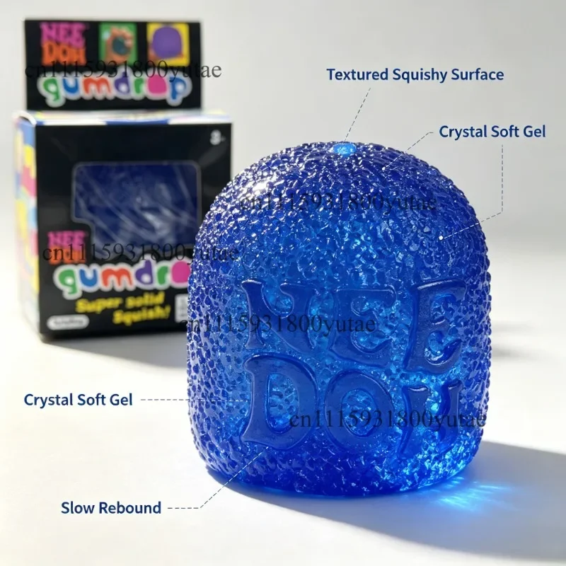 Needoh Gumdrop Squishy Squeeze Ball 3 Colors Mochi Texture Decompression Fidget Toy Relaxing Hand Therapy Sensory Office Gift