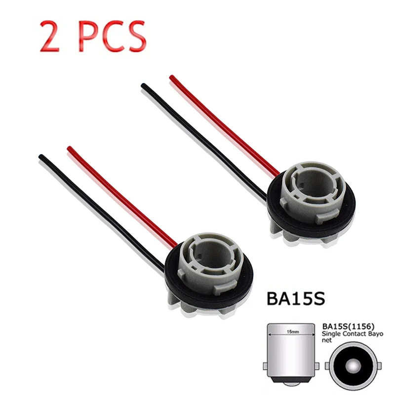 2Pcs 1156 Bulb Socket BA15S Lamp Holder P21W Adapter Base Connector