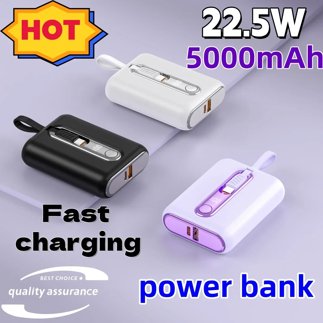 Power Bank 5000mAh with 22.5W PD Fast Charging Power bank Portable Battery Charger For iPhone 14 13 12 Pro Max Xiaomi Huawei