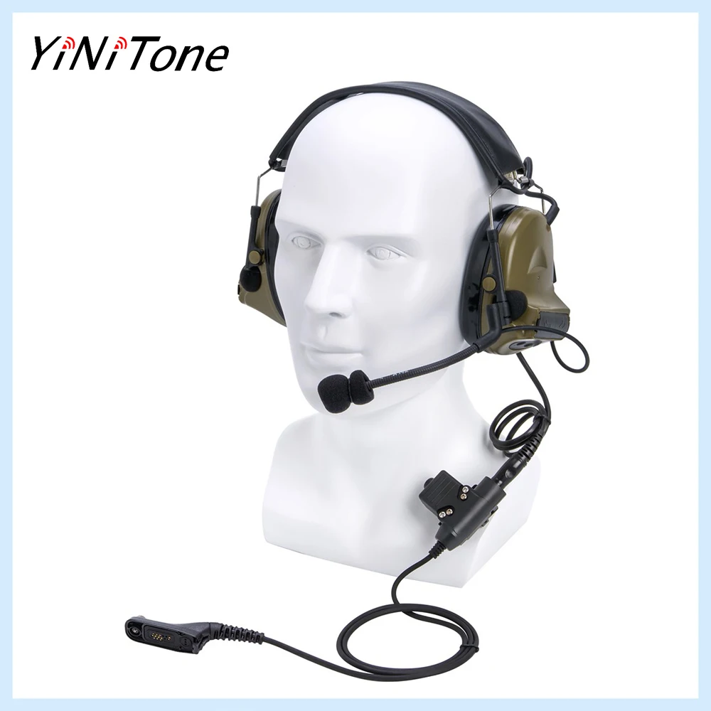 

Green Aviation Pilot Headset Microphone Noise Reduction Hearing Protection Shooting Headphone U94 PTT For Motorola XiR P8268 826