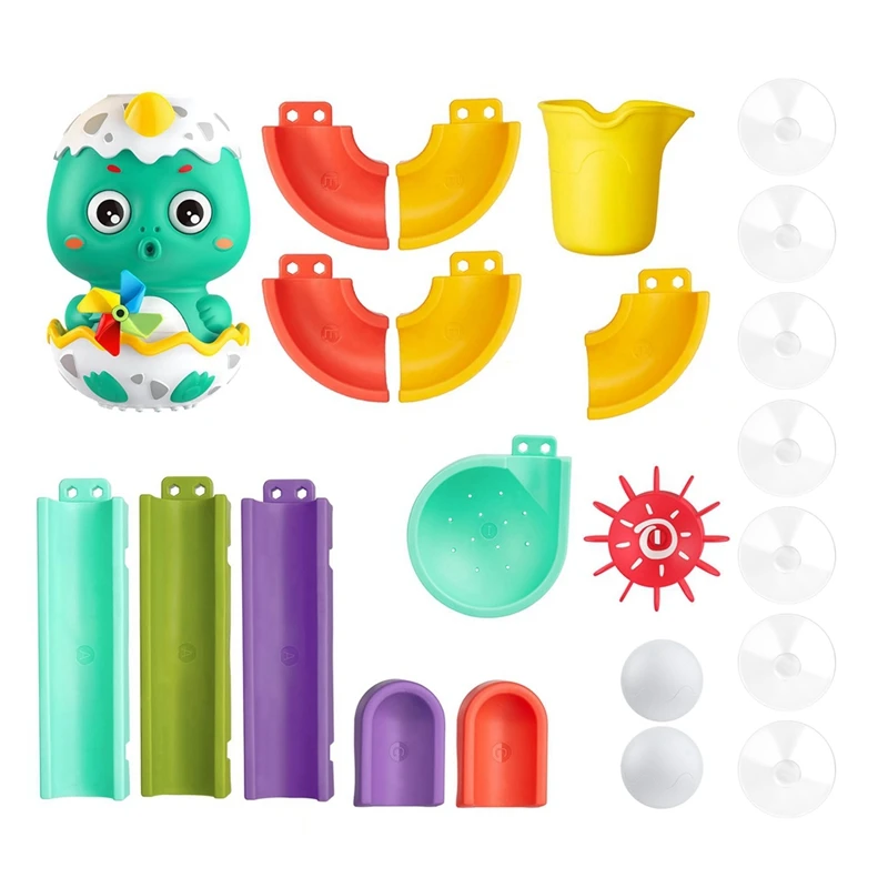 Dinosaur Water Slide Bath Toy Set For Toddlers, DIY Track Toy With Balls For Bathtub Fun, Ideal Gift For Boysand Girls,