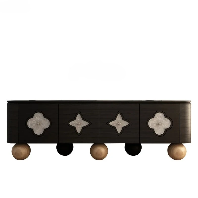Happy Four-Leaf Clover TV Cabinet Solid Wood Floor Cabinet Storage Low Cabinet