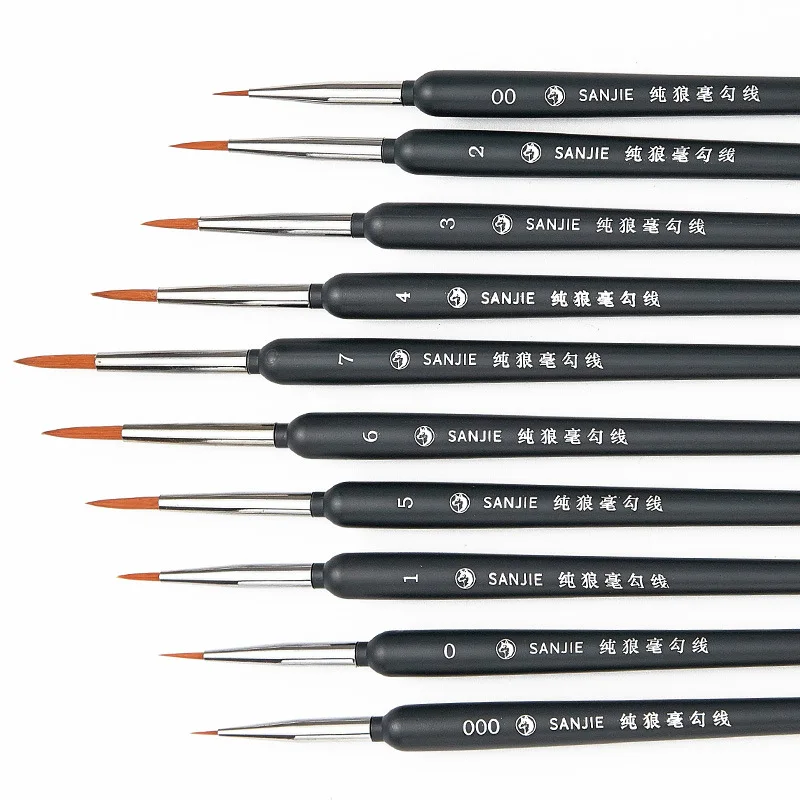 

10-piece set Marley nylon micro-hook eyeliner art pen weasel brush detail drawing line pen watercolor oil brush hand-painted pen