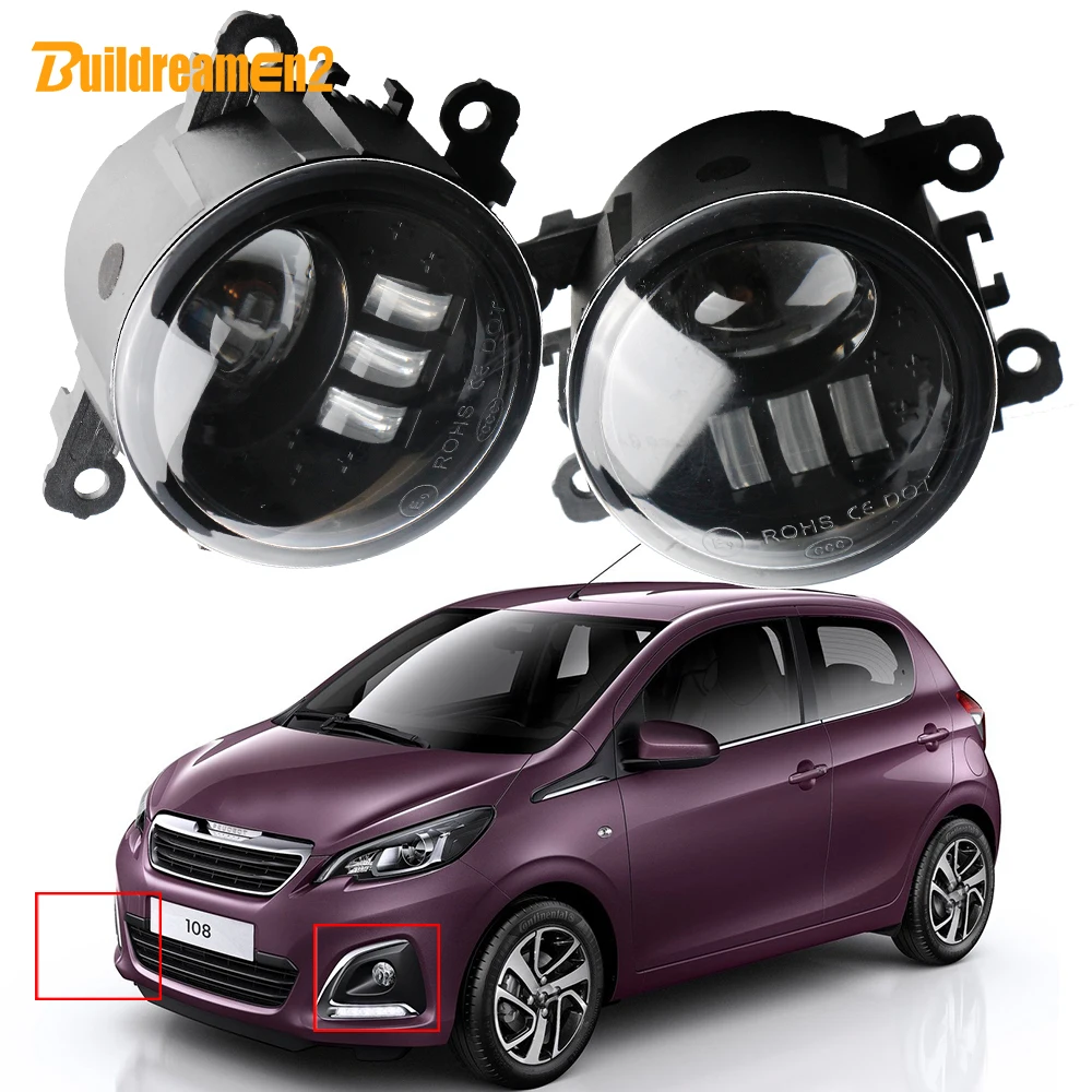 2 X 30W Car Right + Left External LED Lens Fog Light Assembly H11 12V For Peugeot 108 2015 2016 2017 2018 2019 2020 2021 2022