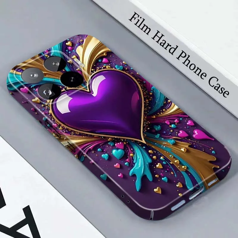 Capa Rígida para Celular Vibrante Roxa com Coração para Honor Play Magic 8 7 6 X9d X9c X9 X8b X8A X8 500 200 X50 X60 Lite GT Pro