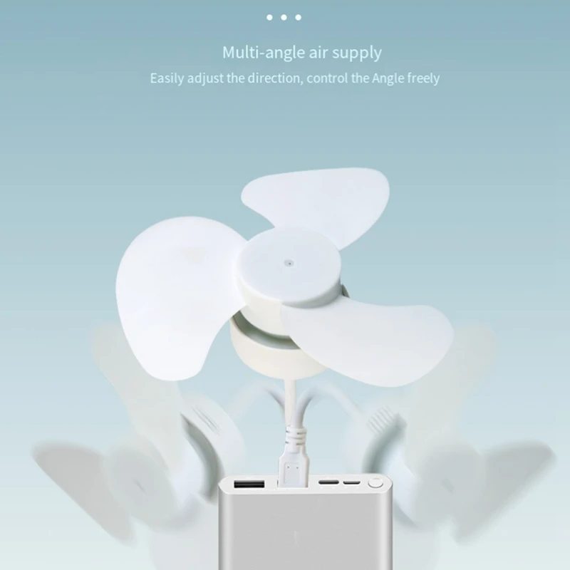 USB Fan DC5V Ceiling Fan 360 Degree Adjustment Low Noise Electric Fan Indoor Cooling Fan For Notebook