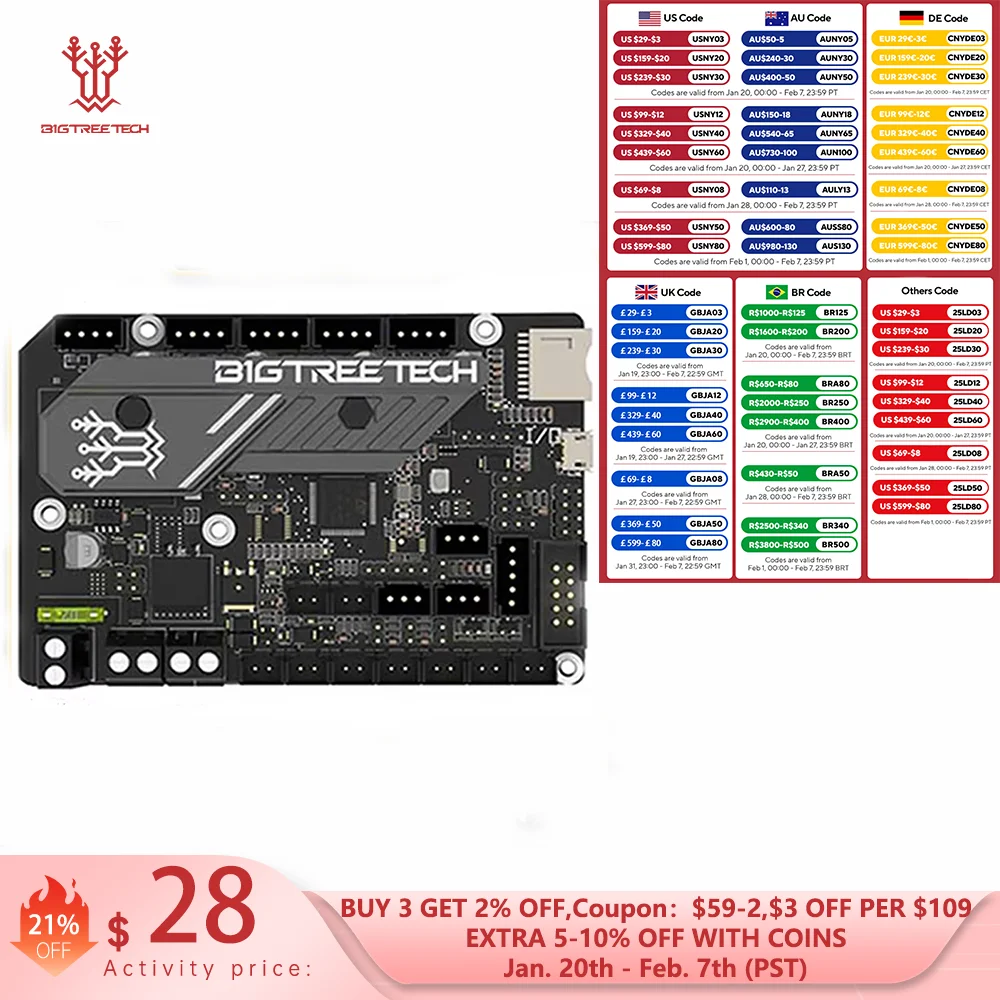 BIGTREETECH BTT SKR MINI E3 V3.0 Motheboard 32Bit TMC2209 Driver For Ender3/5 Pro CR10 Upgrade SKR V1.4 Turbo 3D Printer Parts