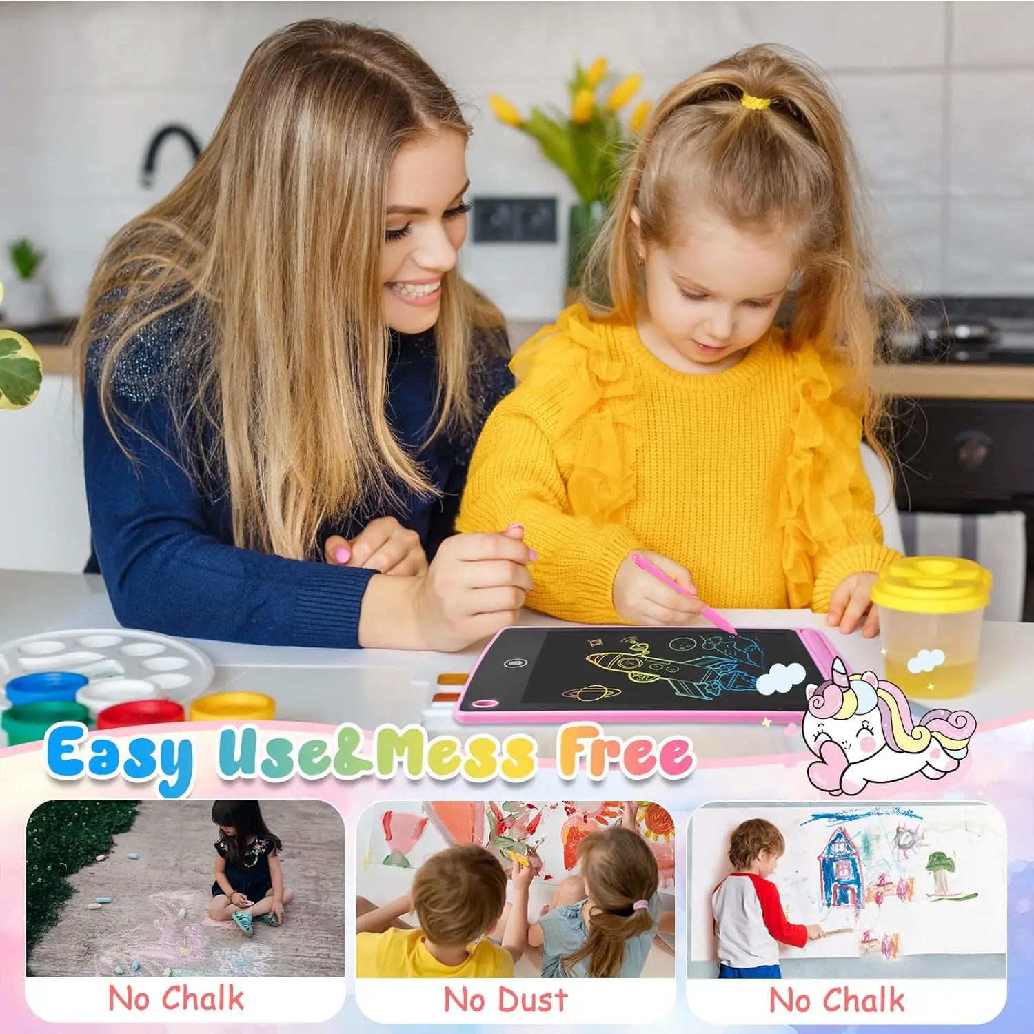 Paquet de 12 tablettes d'écriture LCD pour enfants, tablette à dessin colorée de 6.5 pouces, jouets pour enfants, jouets éducatifs