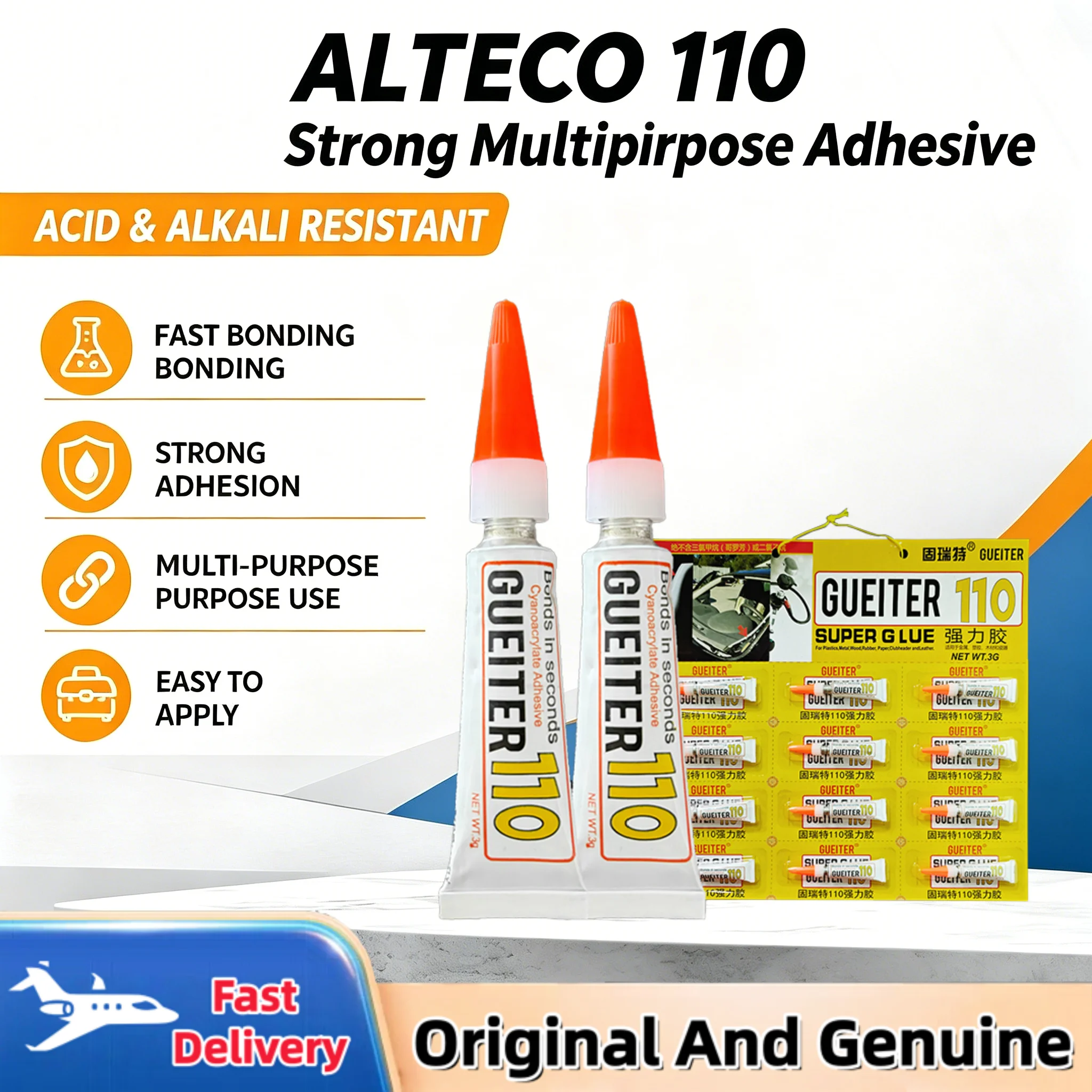 3Pcs Alteco 110 Super Glue Adhesive Quick Cure High Strength Multi-Purpose Adhesive for Durable Bonding