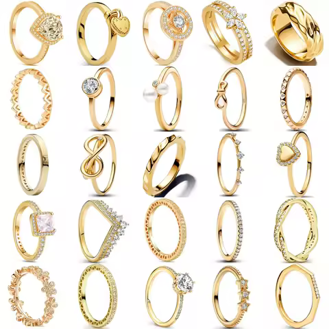 925 Sterling Silver gilding Rings Gold Color Sparking Popular LOVE Wedding Ring Certified Women Engagement Jewelry Anniversary