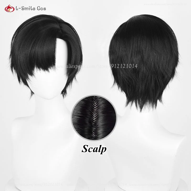 2 Styles Anime Ivan Cosplay Wig Men 30cm Short Black Ivan Cosplay Hair Heat Resiatant Synthetic Hair IN STOCK + Free Wig Cap