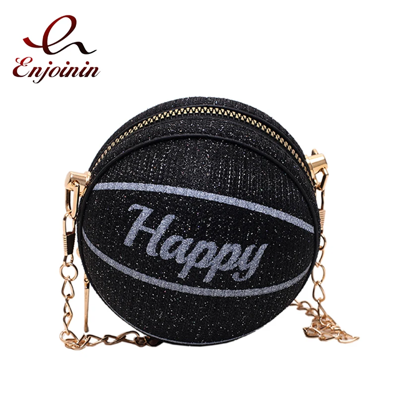 Mini Basketball Shape Letter Chain Shoulder Bag for Young Girls Kawaii Purses and Handbags Novelty Women Small Crossbody Bag