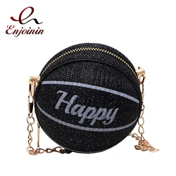 Mini Basketball Shape Letter Chain Shoulder Bag for Young Girls Kawaii Purses and Handbags Novelty Women Small Crossbody Bag