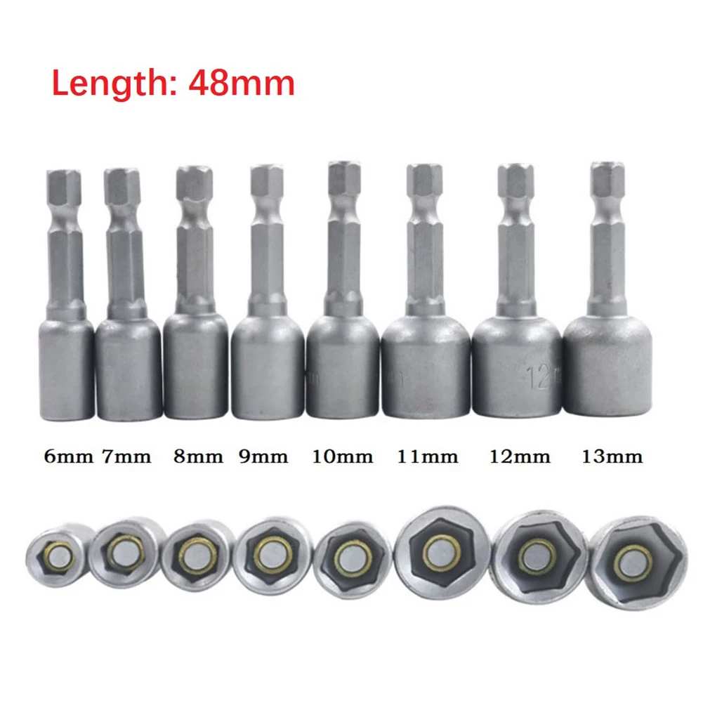 1pc 6-13mm Impact Socket Magnetic Nut Screwdriver 1/4\