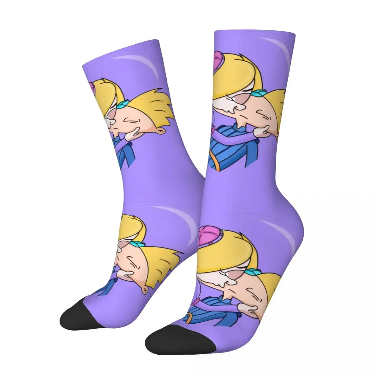 

Hey Arnold Cartoon Stuff Crew Socks Compression Helga Pataki Arnold Skateboard Middle Tube Socks Cute for Mens Wonderful Gifts