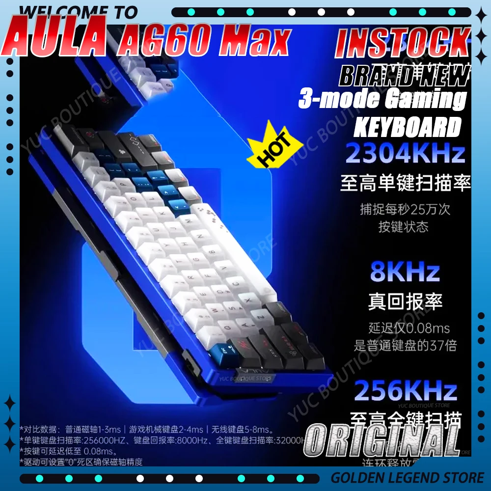 

New AULA AG60 Max Wired Teclado Magnetico Gaming Keyboard Customized Aluminum Esports Dedicated Fearless Contract Tile Keyboard