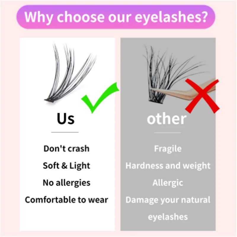 ชุดขนตาปลอมแบบ 3 มิติ ติดเองได้ รูปทรงกากบาทยาว หนาแน่น สำหรับต่อขนตาด้วยตัวเอง ใช้งานง่ายและรวดเร็ว