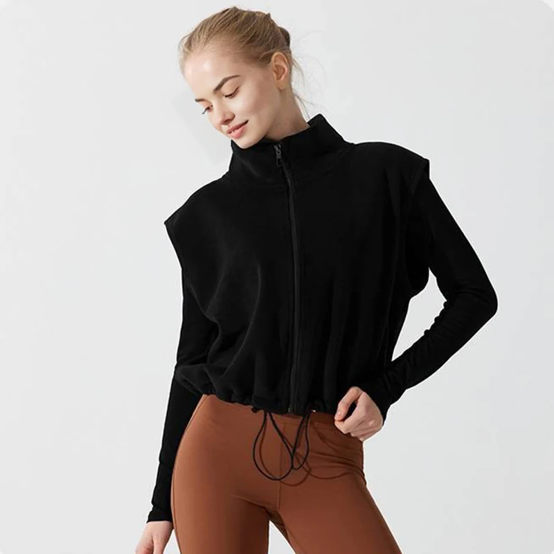 Women Autumn Winter Warm Velvet Waistcoats Running Yoga Fitness Jacket Warm Fleece Coat Outerwear Sleeveless Jackets Vest