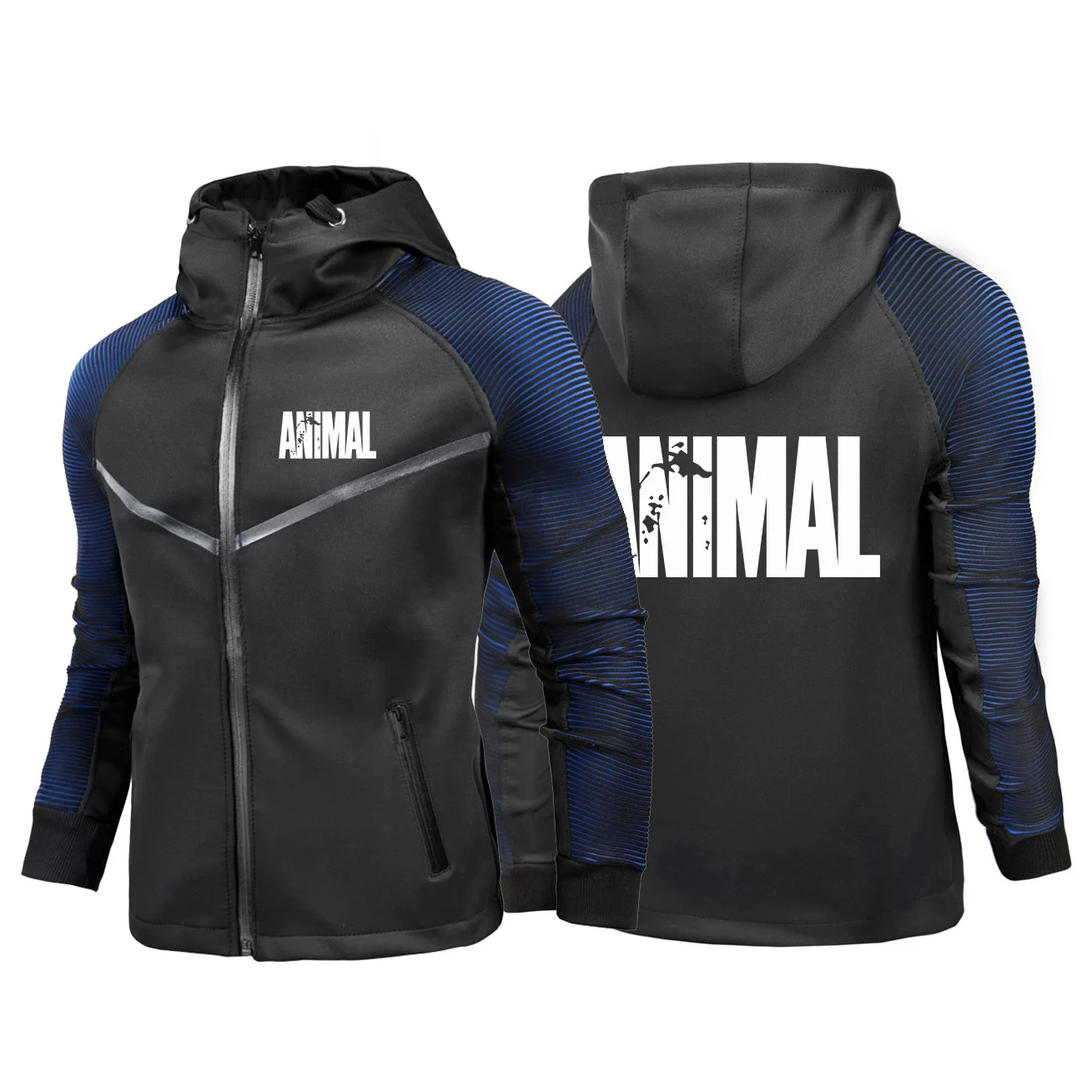 Jaqueta de Corrida Antirrugas e Resistente ao Desgaste 2026, Casaco Masculino de Primavera e Outono com Estampa de Letras de Animais e Logotipo GYM, M