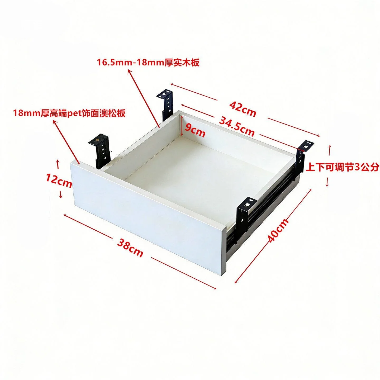 Log color, white, self-made workstation, slide drawer under the office table, with lock, hanging storage drawer