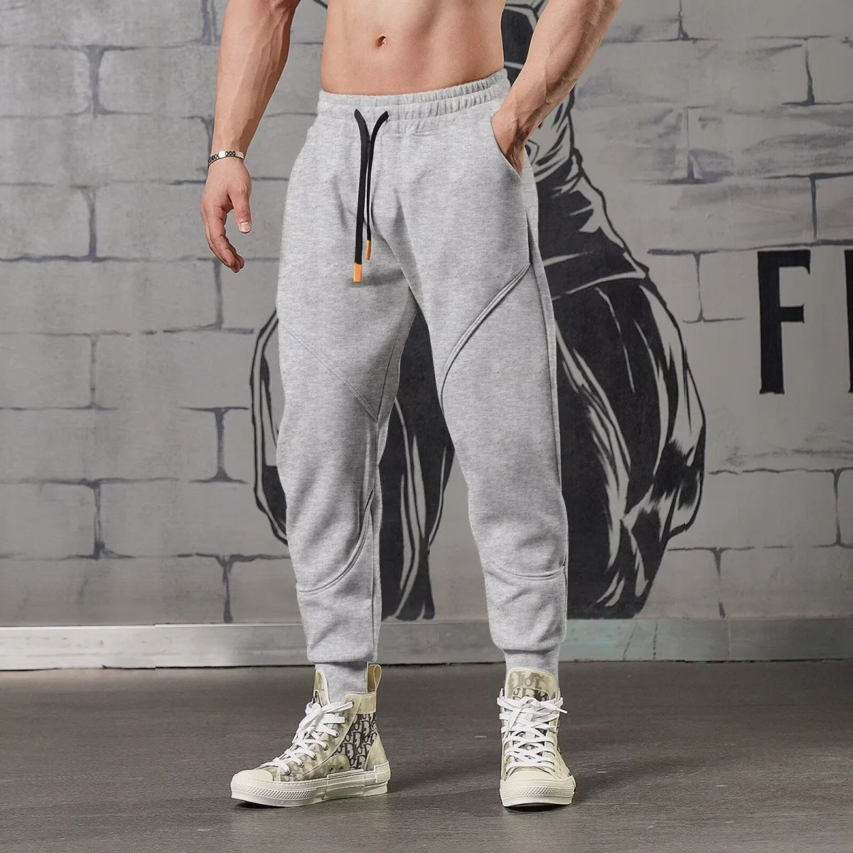 

Men's Autumn Casual High Waist Pants Loose Fit Straight Leg Harlan Trousers Korean Sle Slimming Long Trousers Trendy Cuffed