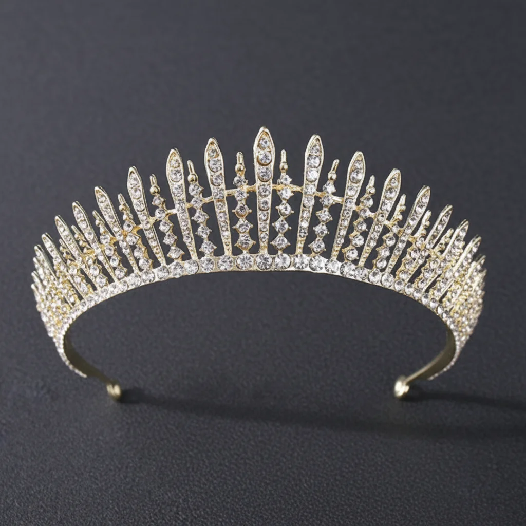 Bridal Crystal-Crown Headband Rhinestone Alloy Hair Accessory Shiny Comfortable Fit for Wedding Stage Party Photography Women view 2