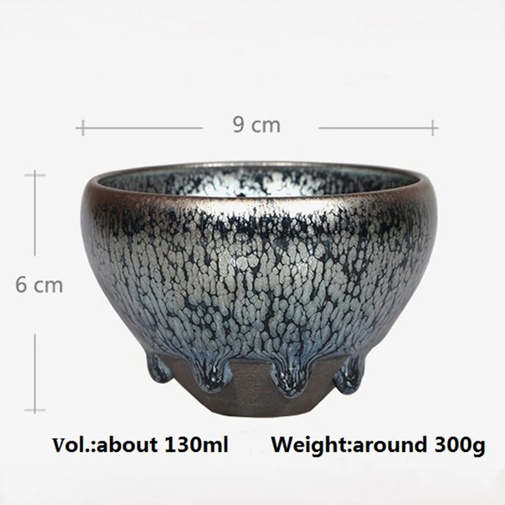 Authentic Jianzhan with tear drip Tenmokus Tea Cups Handcrafted Ceramic Tea Bowl Natural Clay Ore Kiln Fired