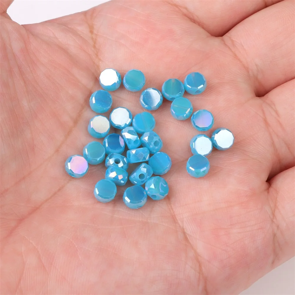 30pcs/lot Faceted Austria Crystal Bead 4X6MM Round Flat Loose Spacer Glass Beads For Jewelry Making Earrings Necklace Bracelet