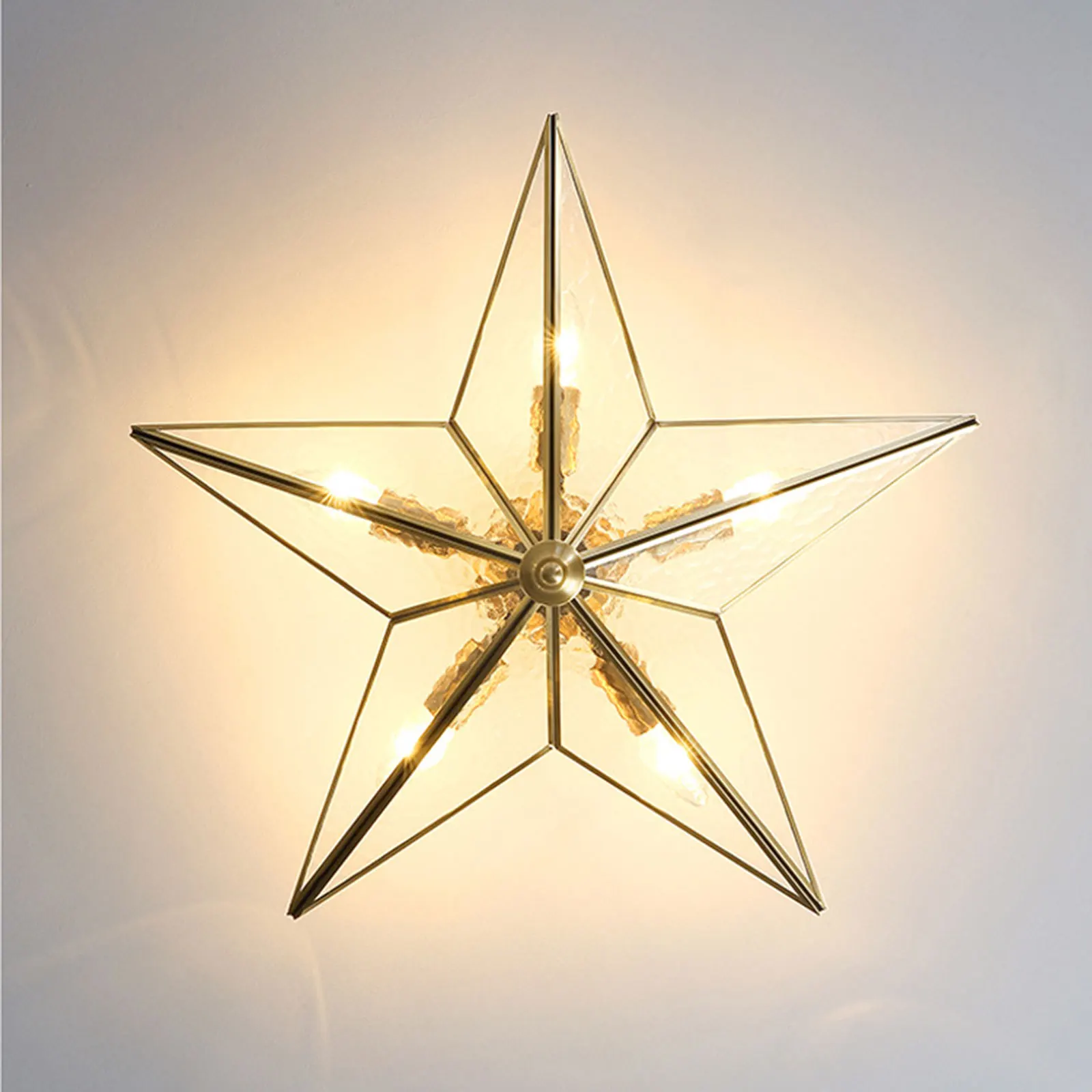 

Modern Minimalist Star Shape Ceiling Light Recessed Installation E14 Brass Ceiling Lamp 10-15㎡