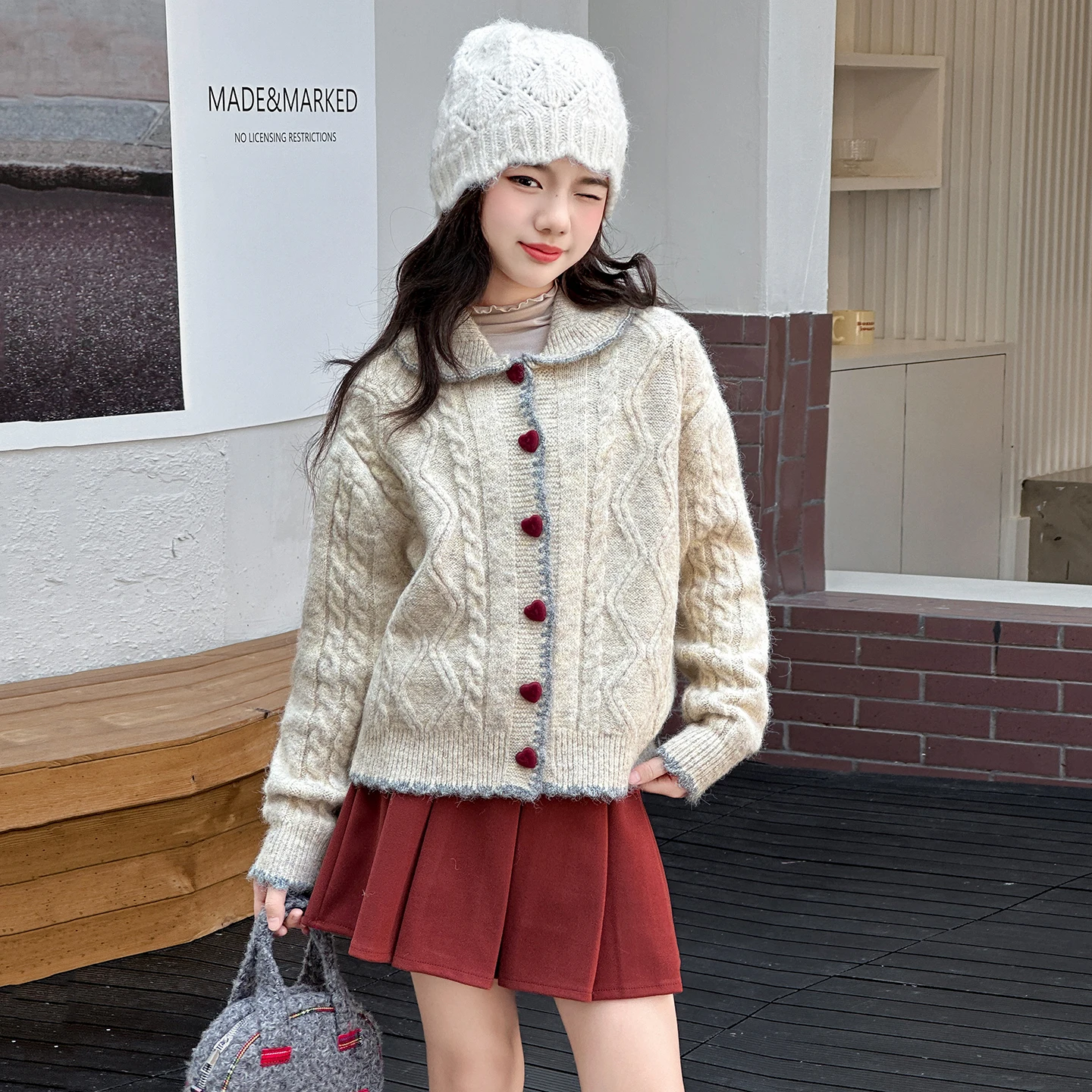 

Kid Twisted Sweater 4-14Y Baby Girl Casual Fashion Spring&Autumn Cardigan Tween Vintage Outfit Child Korean Style lapel Knitted