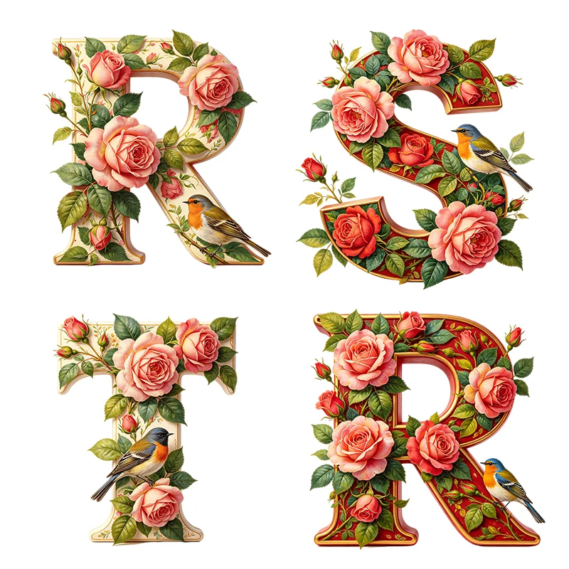 Three Ratels CAB77 Elegant Flower Alphabet RST Wall Stickers for Home Decoration Computer decal Personalized car stickers