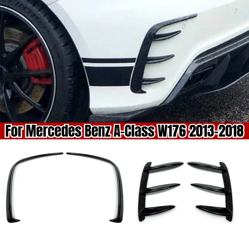 Hatchback Rear Bumper Lip Spoiler Side Canards Splitter Body Kits Gloss Black For Mercedes Benz A-Class W176 A45 AMG 2013-2018
