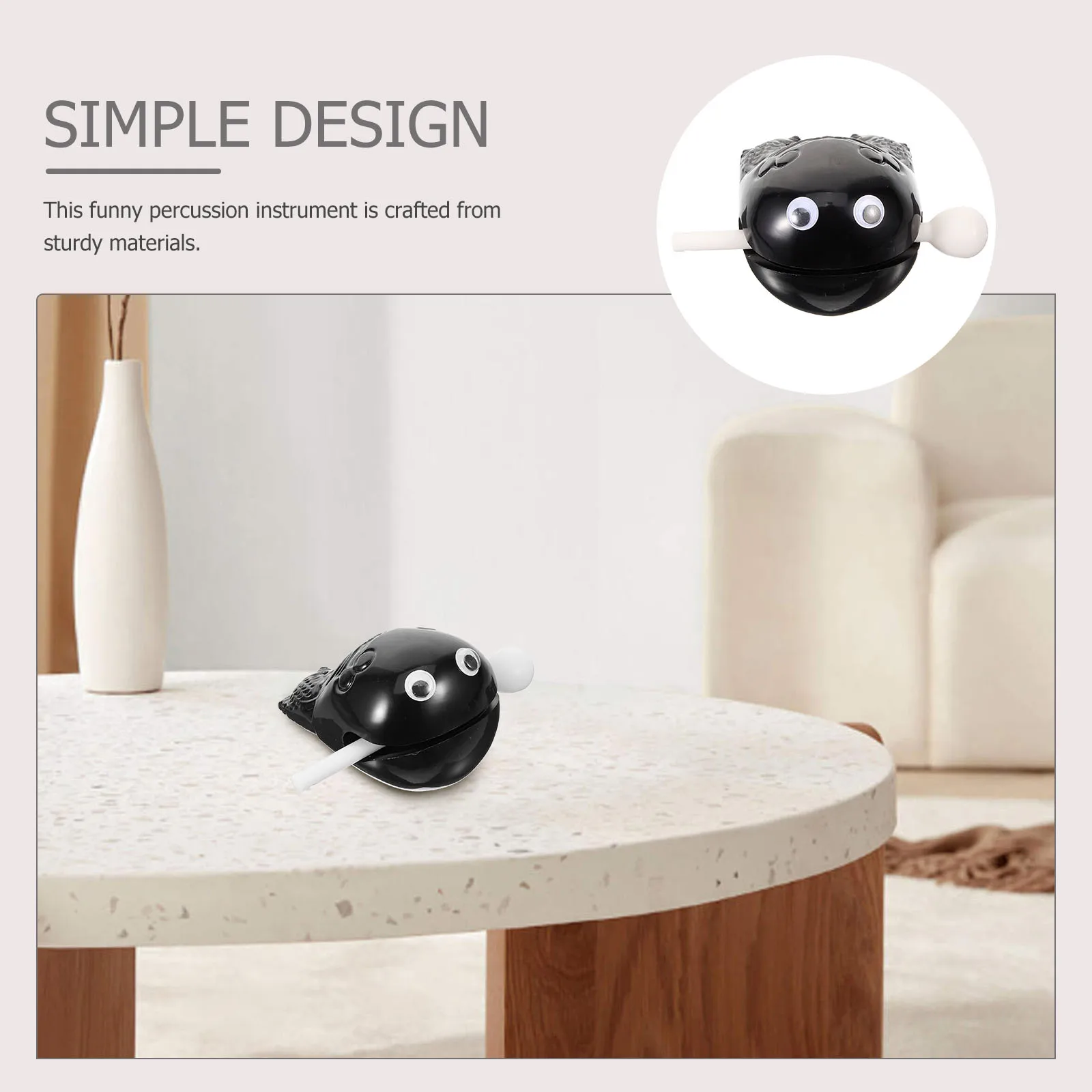 Wooden Fish Toy 3 Inch Black Temple Block Instrument Percussion Musical Rhythm Office Decompression Fish Plaything Small Size