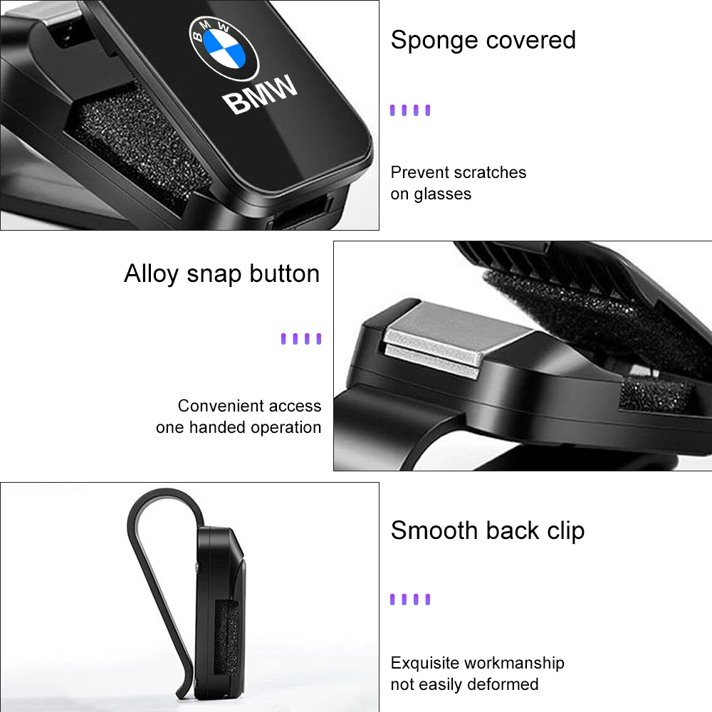 Wheel Hub,Fashion Car Sun Visor Glasses Clip For BMW E46 E39 E60 E90 E92 E87 F10 F30 F20 F01 F07 G20 G30 G60 M Eyeglasses Holder view 5