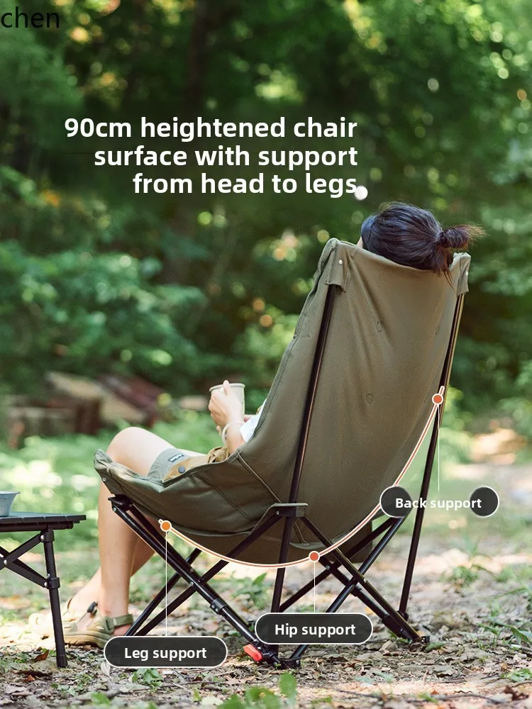 YXY High Back Reclining Chair Outdoor Camping Folding Sleeping Reclining Back Chair Lazy Fishing Chair