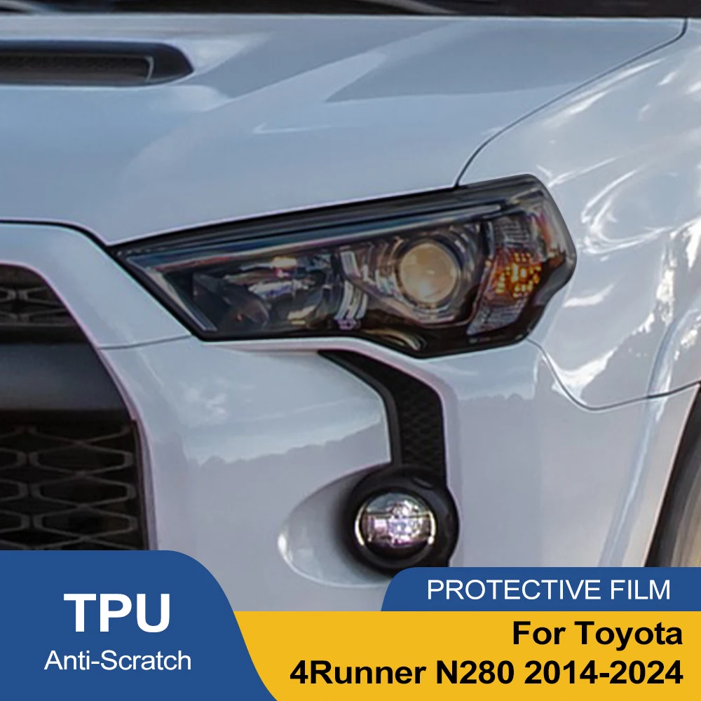 

For Toyota 4Runner N280 2014-2024 Smoke Black Car Headlight Protective Film TPU PPF Pre Cut Anti-Scratch Headlight Vinyl Film