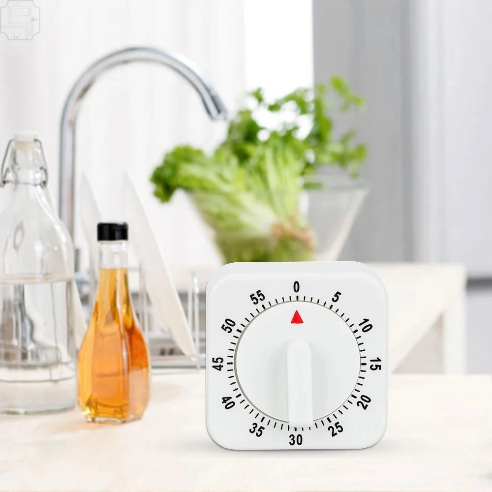 HILIFE Practical 60 Minutes Kitchen Timer Cooking Tools White Square Mechanical Timer Countdown Alarm Reminder gallery 5