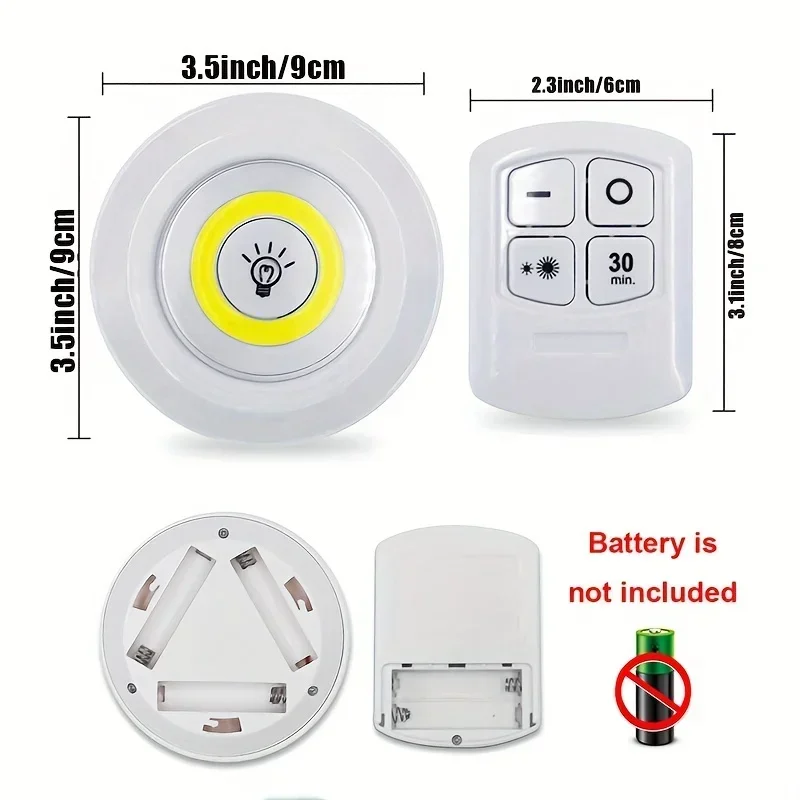 Imagem -06 - Super Brilhante sem Fio Led Luz Noturna com Controle Remoto Regulável sob as Luzes do Armário Armários Roupeiro Cozinha Quarto