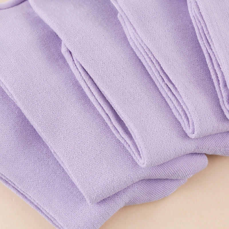 5 Pairs Four Seasons Women's Sweet, Fashionable, Solid Color, Versatile, Comfortable, Casual, Purple Long Tube Stacked Socks