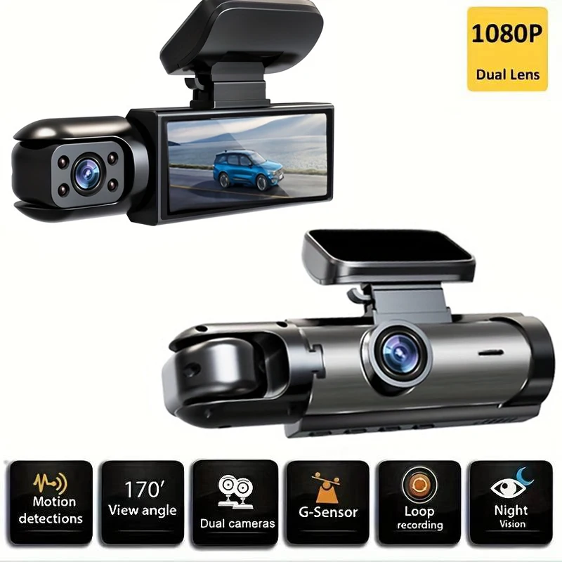 1080P Dual Camera,Dash Cam For Cars,Front And Inside,car Camera With IR Night Vision,Loop Recording,wide Angle Car DVR Camera Wi