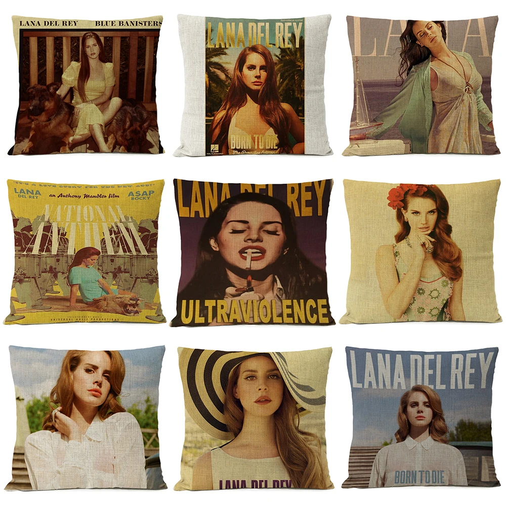 Retro Lana Del Rey Pillow Cover Home Decor Singer Poster Print Cushion Decoration Decorative Sofa Throw Pillow Case